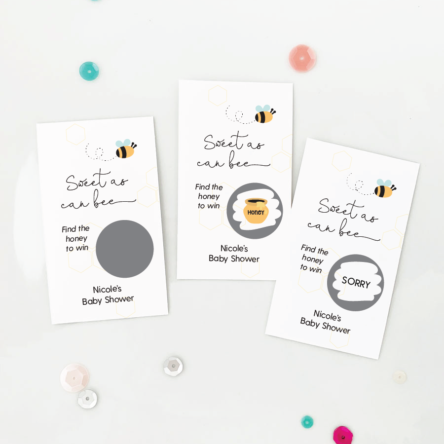 Sweet As Can Bee Baby Shower Scratch Off Game – Paper Cute Ink